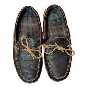 L.L. Bean Brown Leather Moccasin Slip-On Loafers with Tan Laces